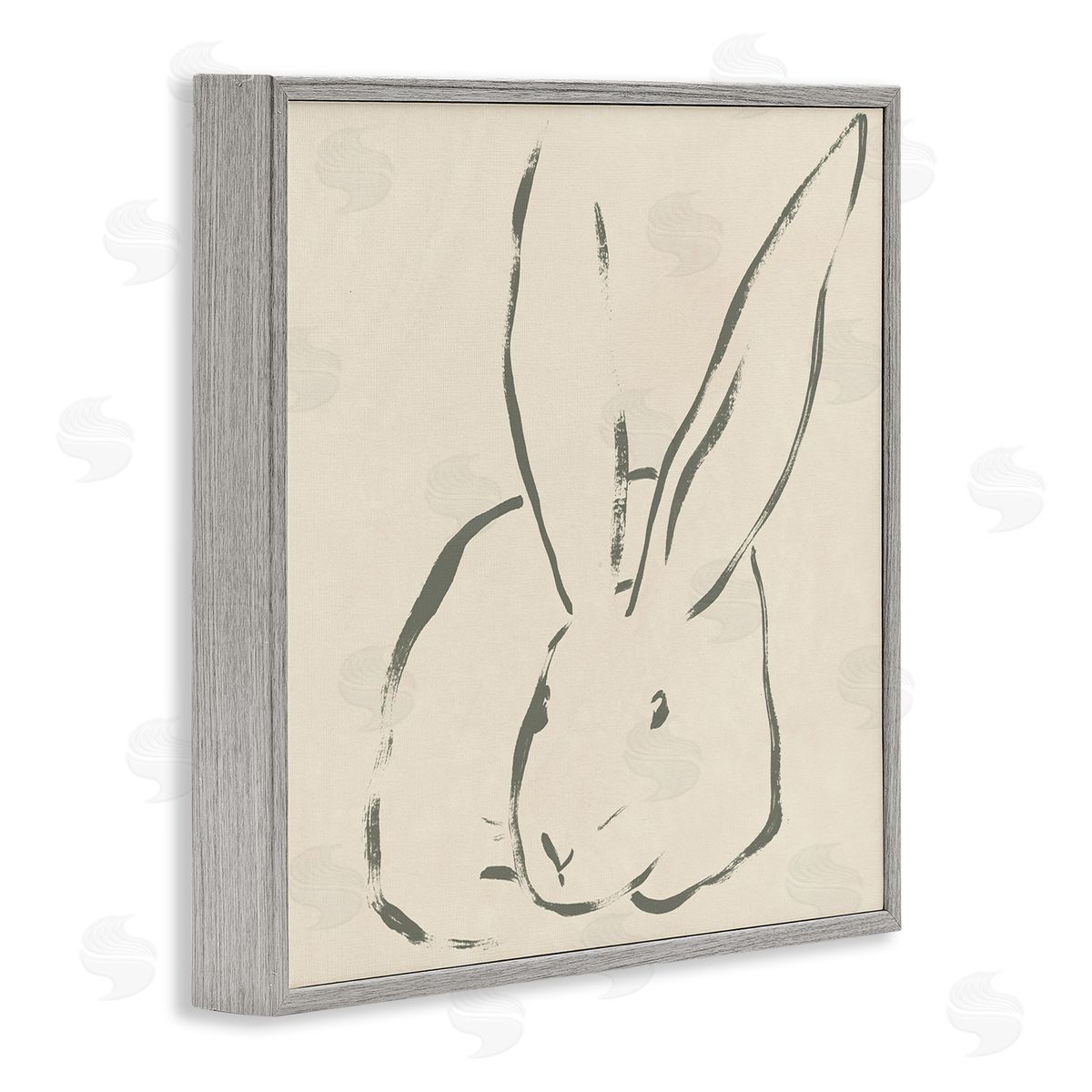 Minimal Bunny Outline Grey Frame Print Wall Art, Home Decor by June Erica Vess