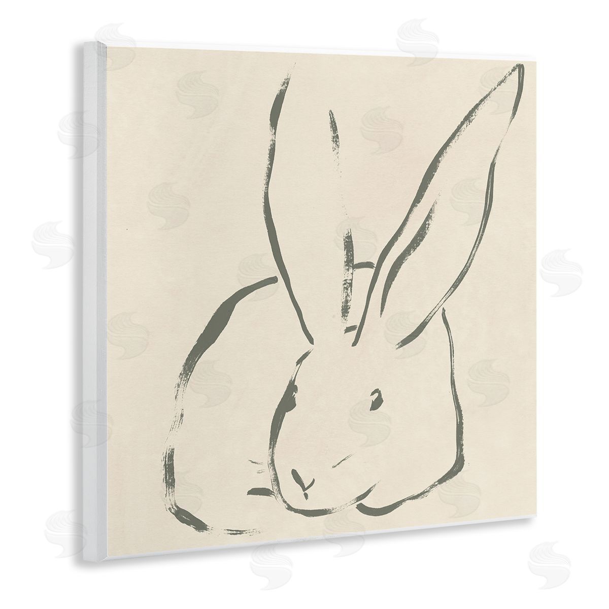 Minimal Bunny Outline Wood Plaque Wall Art, Home Decor by June Erica Vess