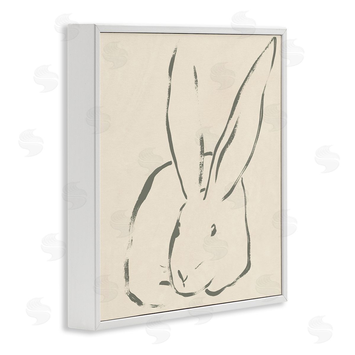 Minimal Bunny Outline White Frame Print Wall Art, Home Decor by June Erica Vess