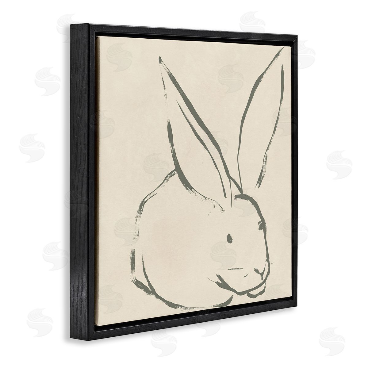 Simple Rabbit Outline Black Floating Frame Canvas Wall Art, Home Decor by June Erica Vess