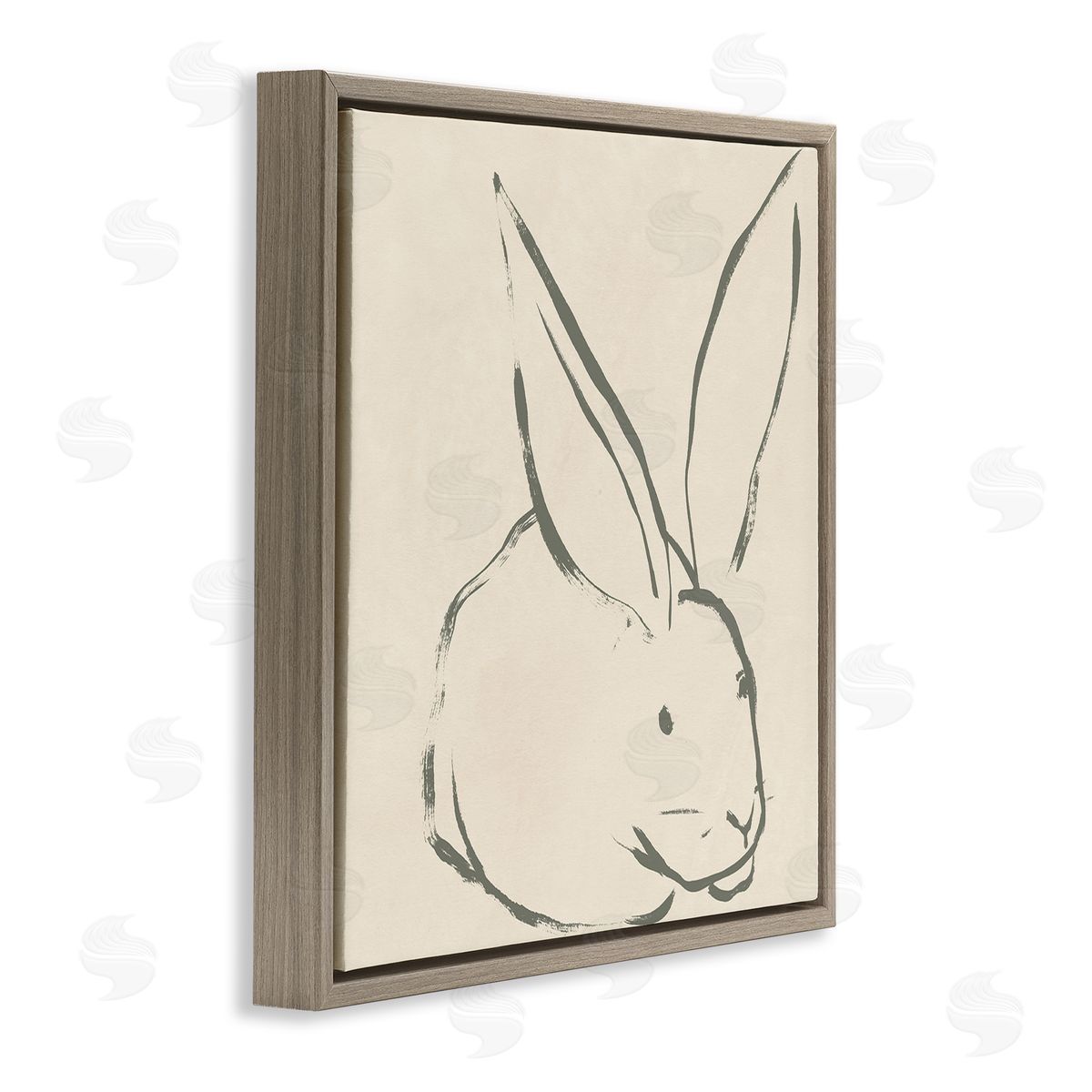 Simple Rabbit Outline Brown Floating Frame Canvas Wall Art, Home Decor by June Erica Vess