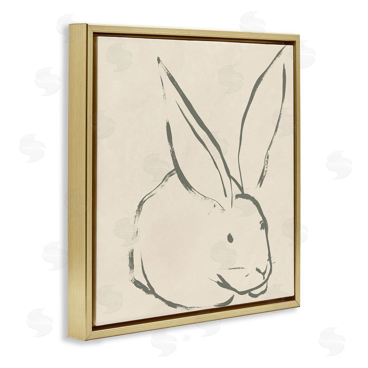 Simple Rabbit Outline Gold Floating Frame Canvas Wall Art, Home Decor by June Erica Vess