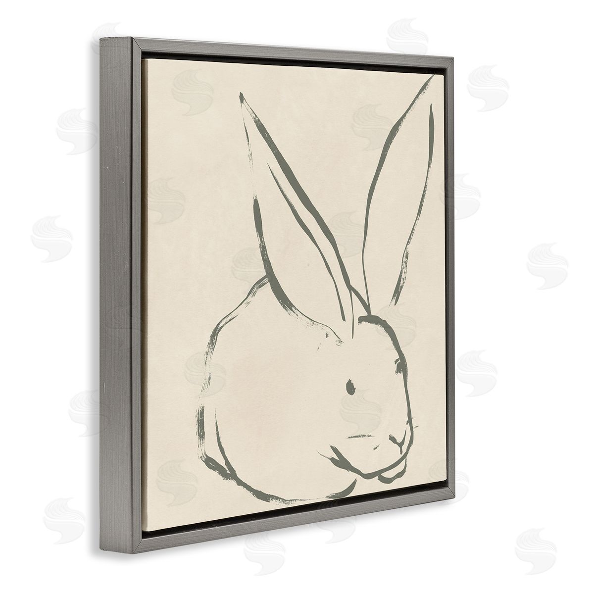 Simple Rabbit Outline Grey Floating Frame Canvas Wall Art, Home Decor by June Erica Vess