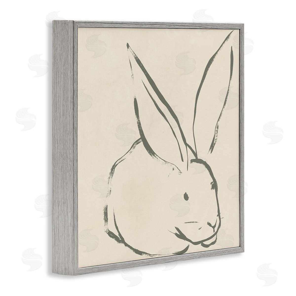Simple Rabbit Outline Grey Frame Print Wall Art, Home Decor by June Erica Vess