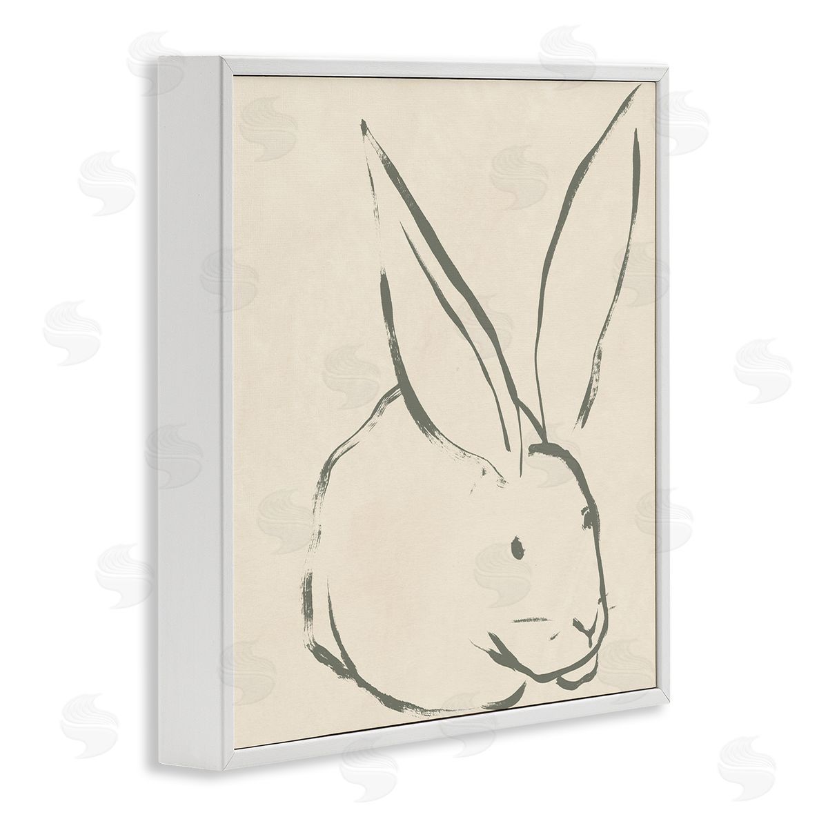 Simple Rabbit Outline White Frame Print Wall Art, Home Decor by June Erica Vess