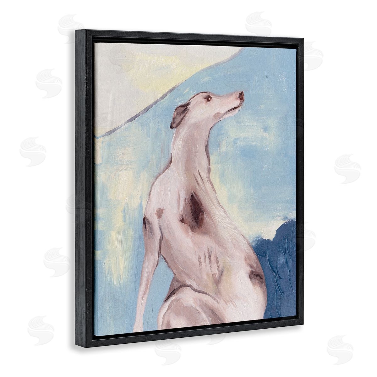 Greyhound Abstract Painting Black Floating Frame Canvas Wall Art, Home Decor by Melissa Wang