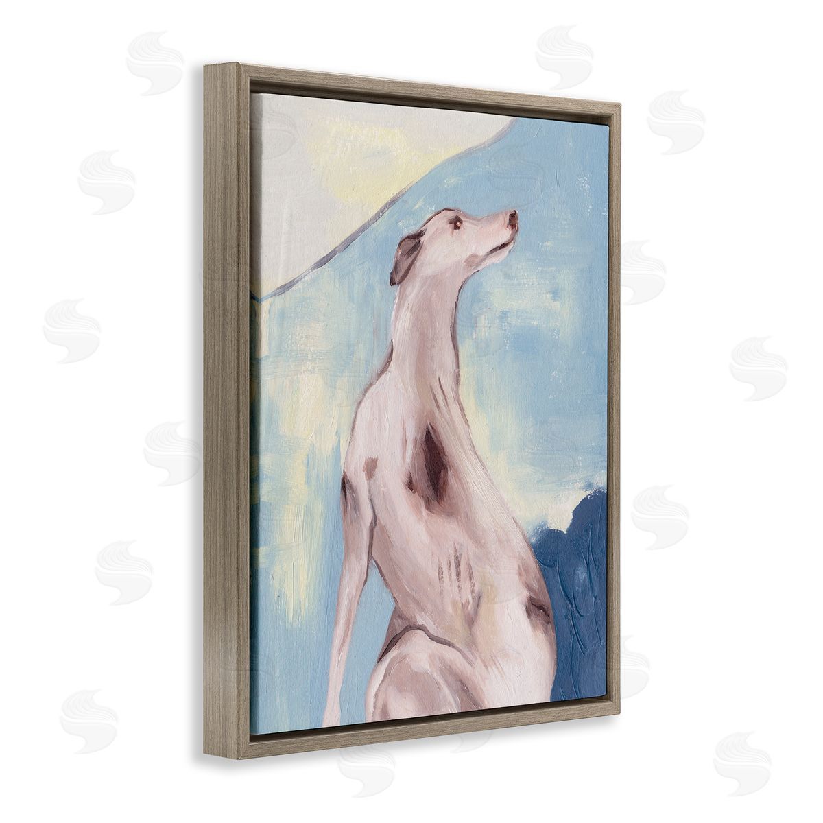 Greyhound Abstract Painting Brown Floating Frame Canvas Wall Art, Home Decor by Melissa Wang
