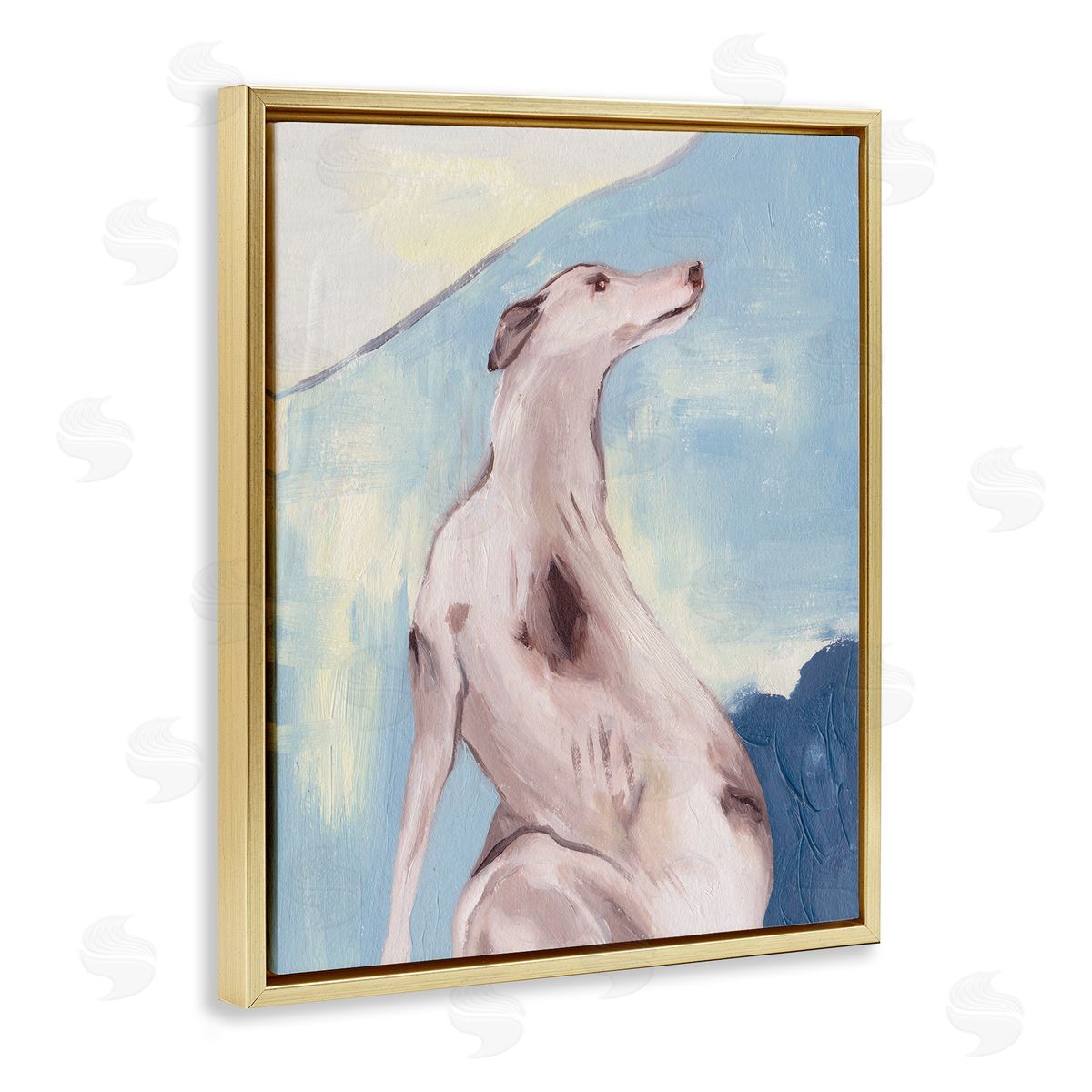 Greyhound Abstract Painting Gold Floating Frame Canvas Wall Art, Home Decor by Melissa Wang