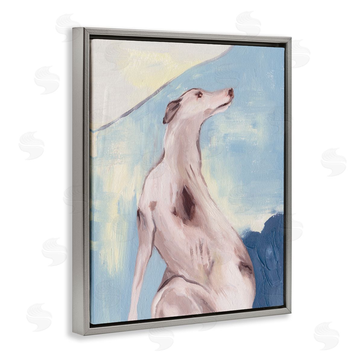 Greyhound Abstract Painting Grey Floating Frame Canvas Wall Art, Home Decor by Melissa Wang