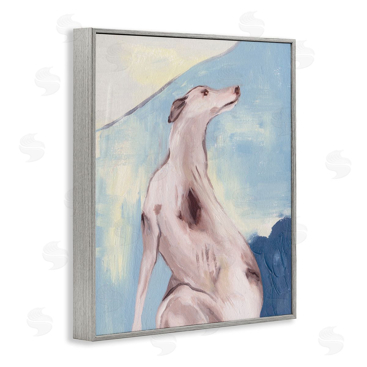Greyhound Abstract Painting Grey Frame Print Wall Art, Home Decor by Melissa Wang