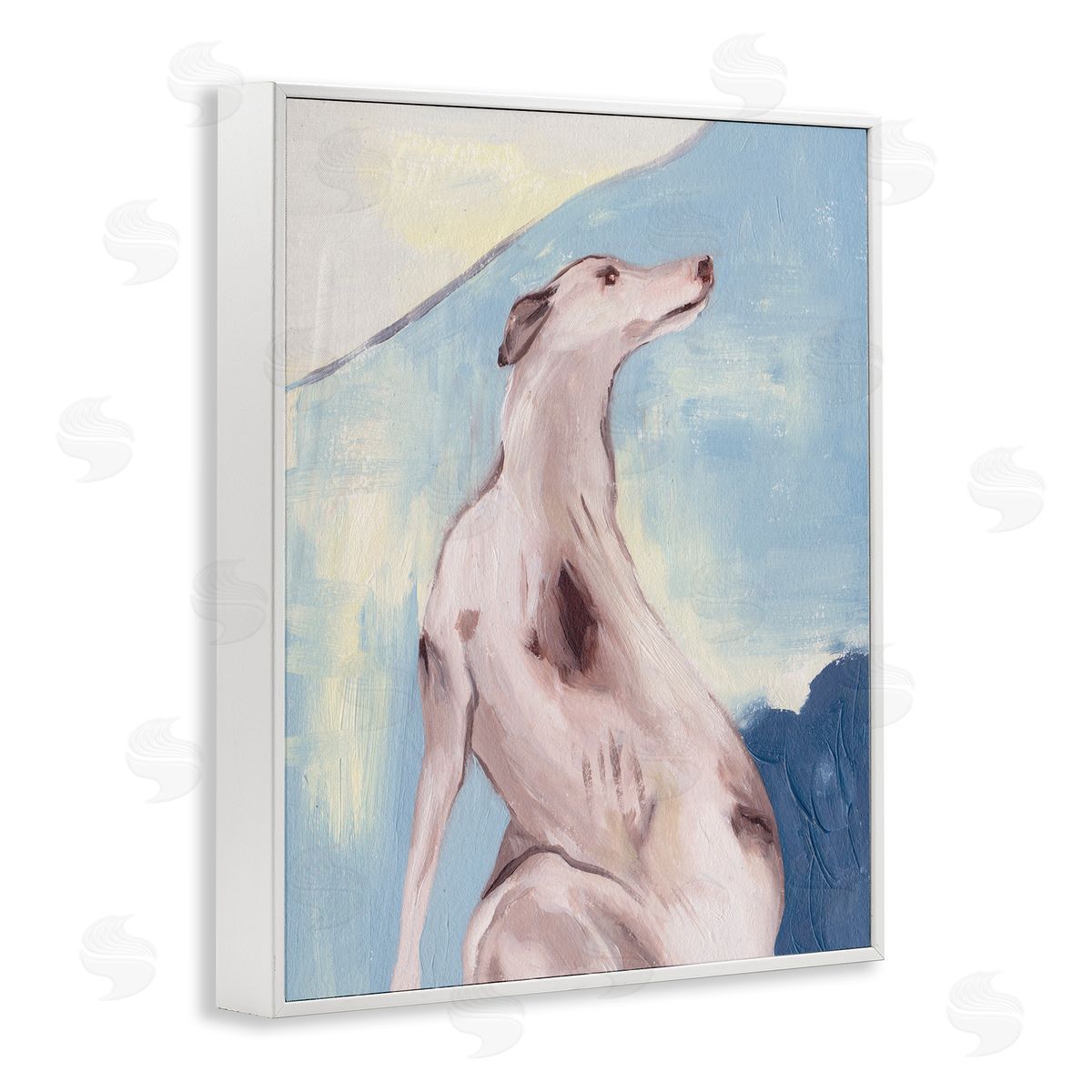 Greyhound Abstract Painting White Frame Print Wall Art, Home Decor by Melissa Wang