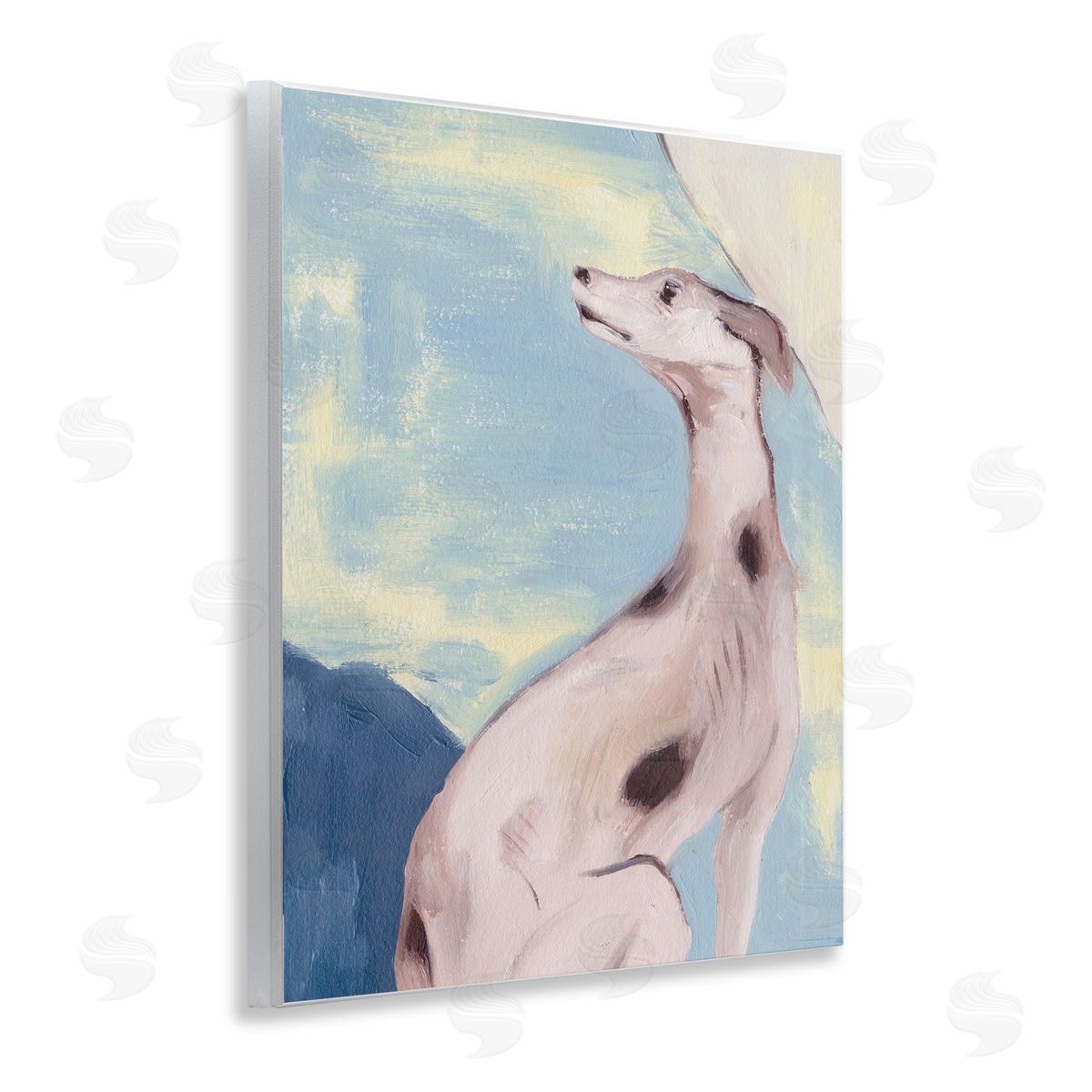 Greyhound on Blue Wood Plaque Wall Art, Home Decor by Melissa Wang