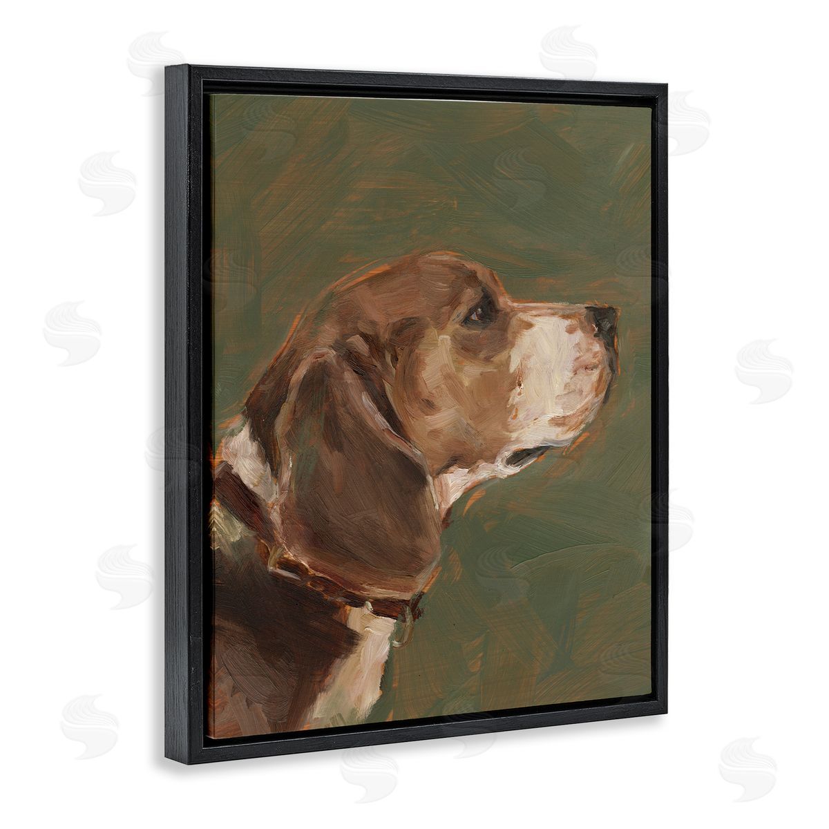Traditional Beagle Portrait Black Floating Frame Canvas Wall Art, Home Decor by Ethan Harper
