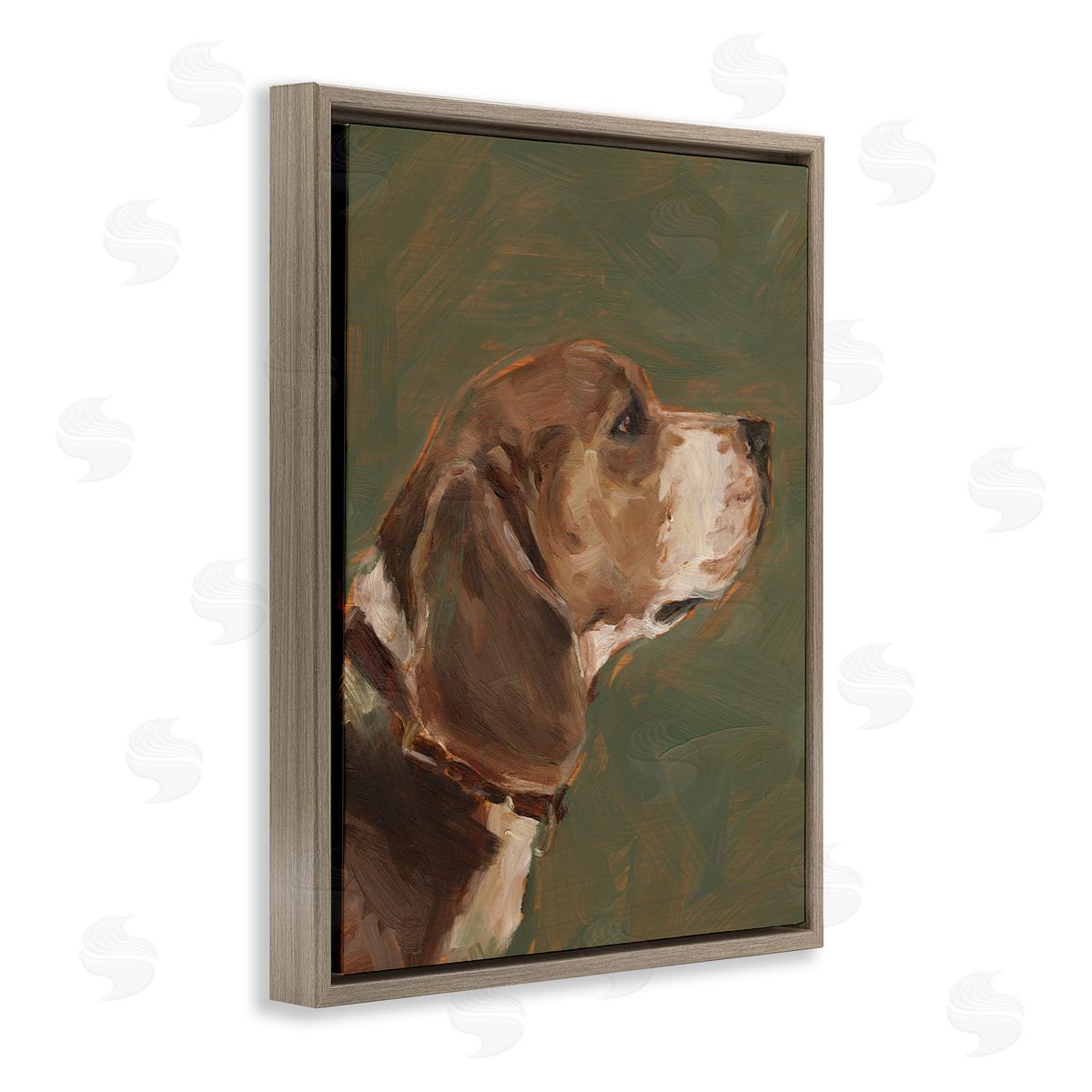 Traditional Beagle Portrait Brown Floating Frame Canvas Wall Art, Home Decor by Ethan Harper