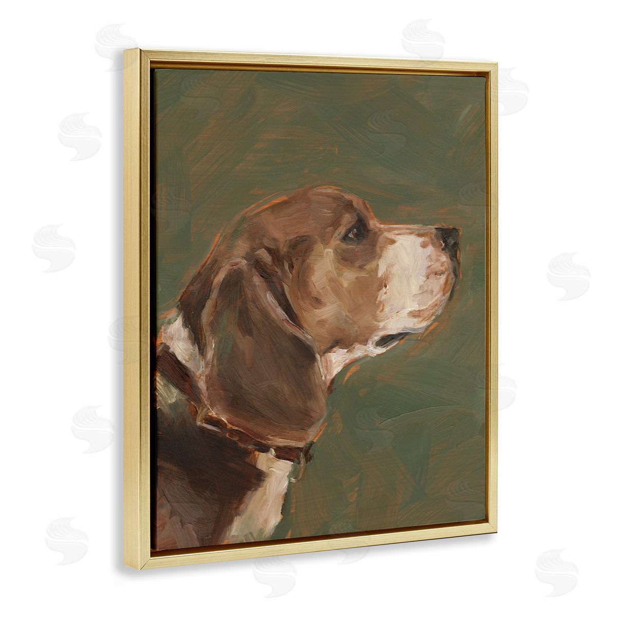 Traditional Beagle Portrait Gold Floating Frame Canvas Wall Art, Home Decor by Ethan Harper