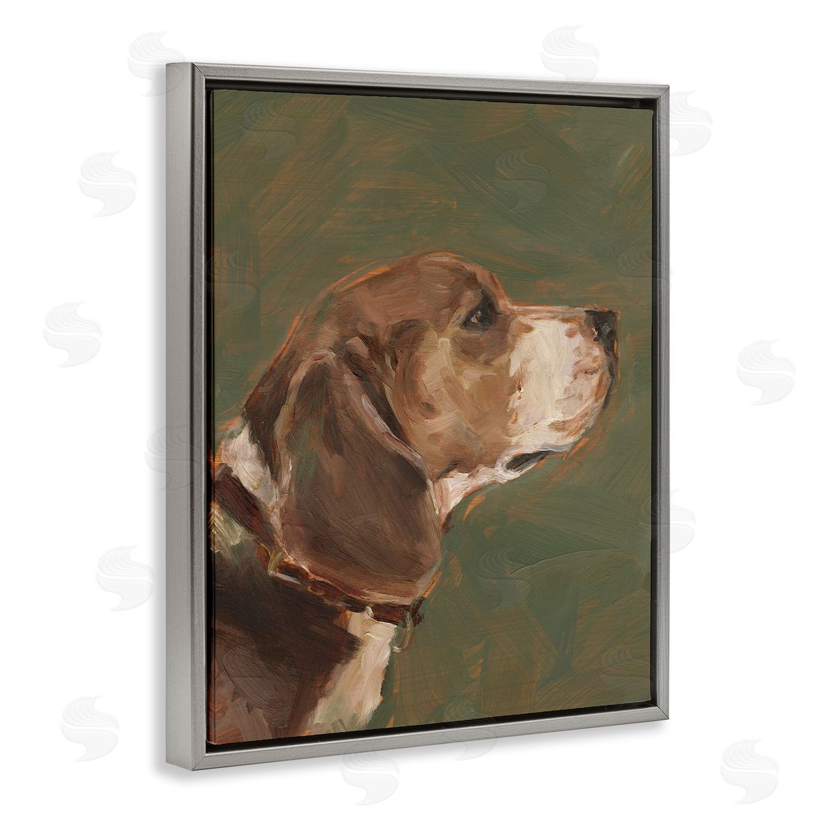 Traditional Beagle Portrait Grey Floating Frame Canvas Wall Art, Home Decor by Ethan Harper