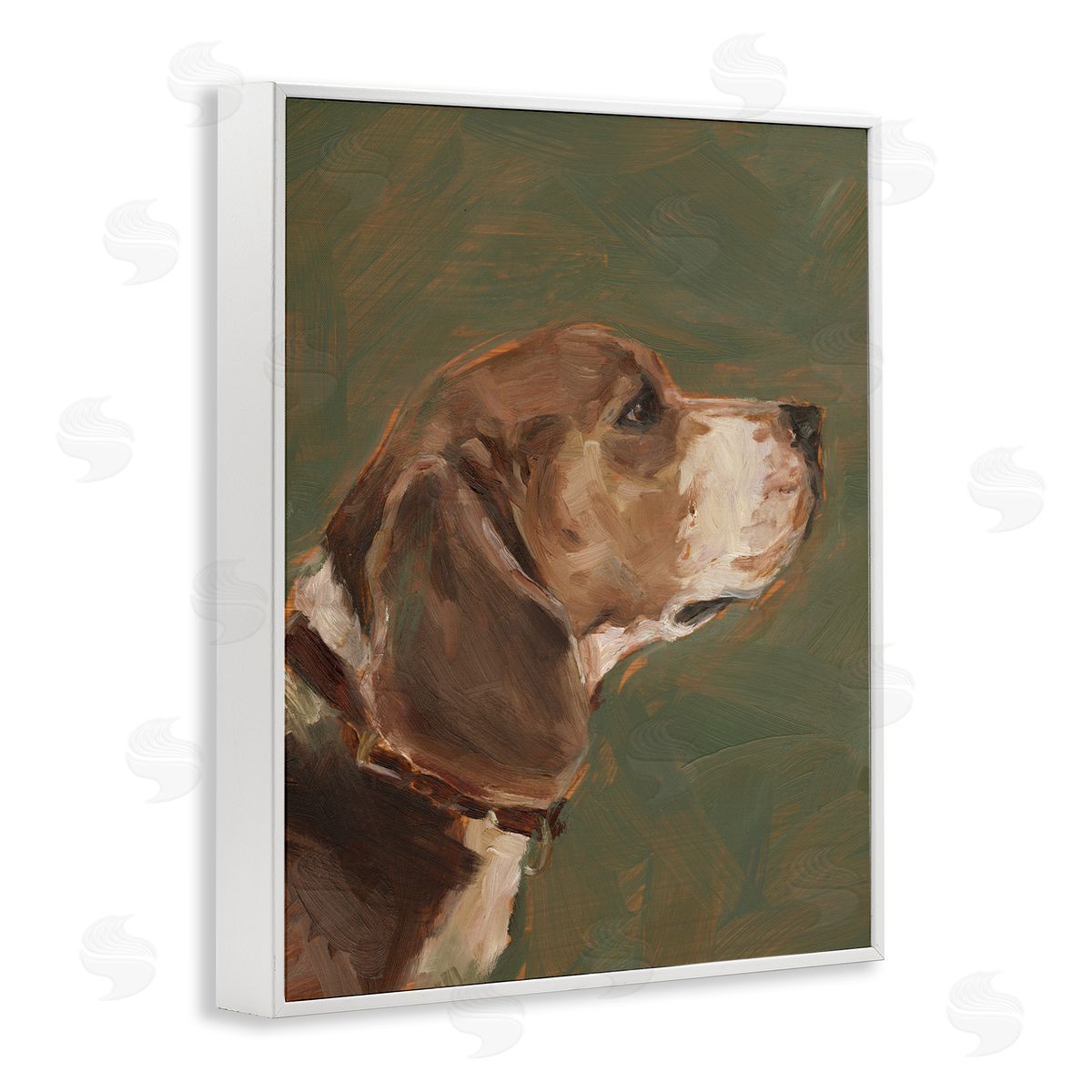 Traditional Beagle Portrait White Frame Print Wall Art, Home Decor by Ethan Harper