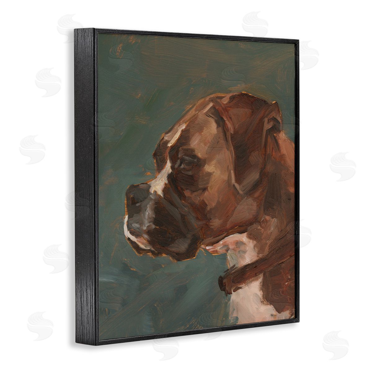 Bulldog Gazing Portrait Black Frame Print Wall Art, Home Decor by Ethan Harper
