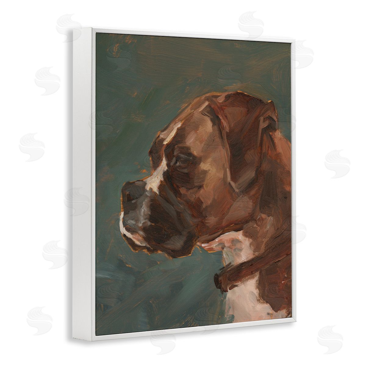 Bulldog Gazing Portrait White Frame Print Wall Art, Home Decor by Ethan Harper