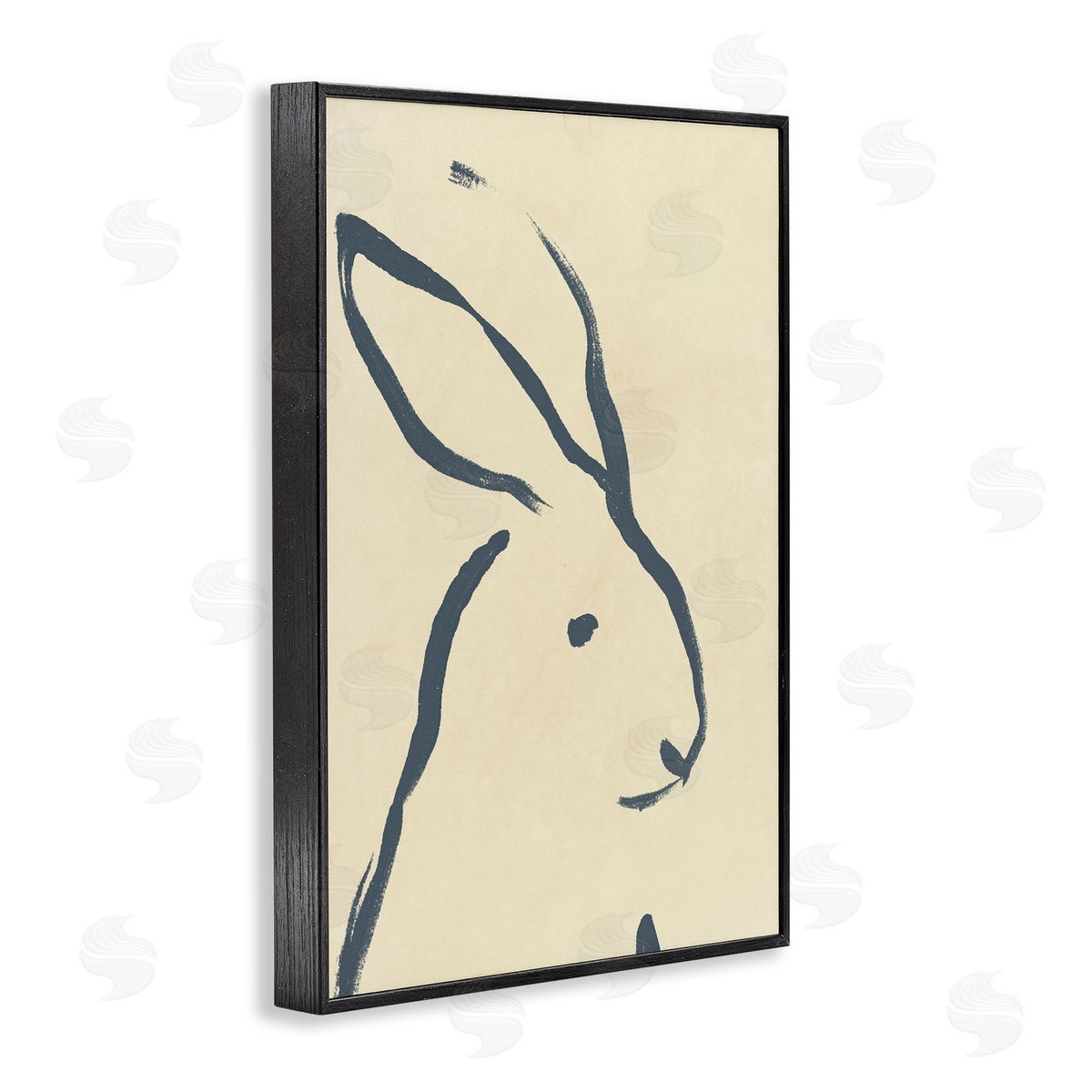 Minimal Rabbit Doodle Black Frame Print Wall Art, Home Decor by June Erica Vess