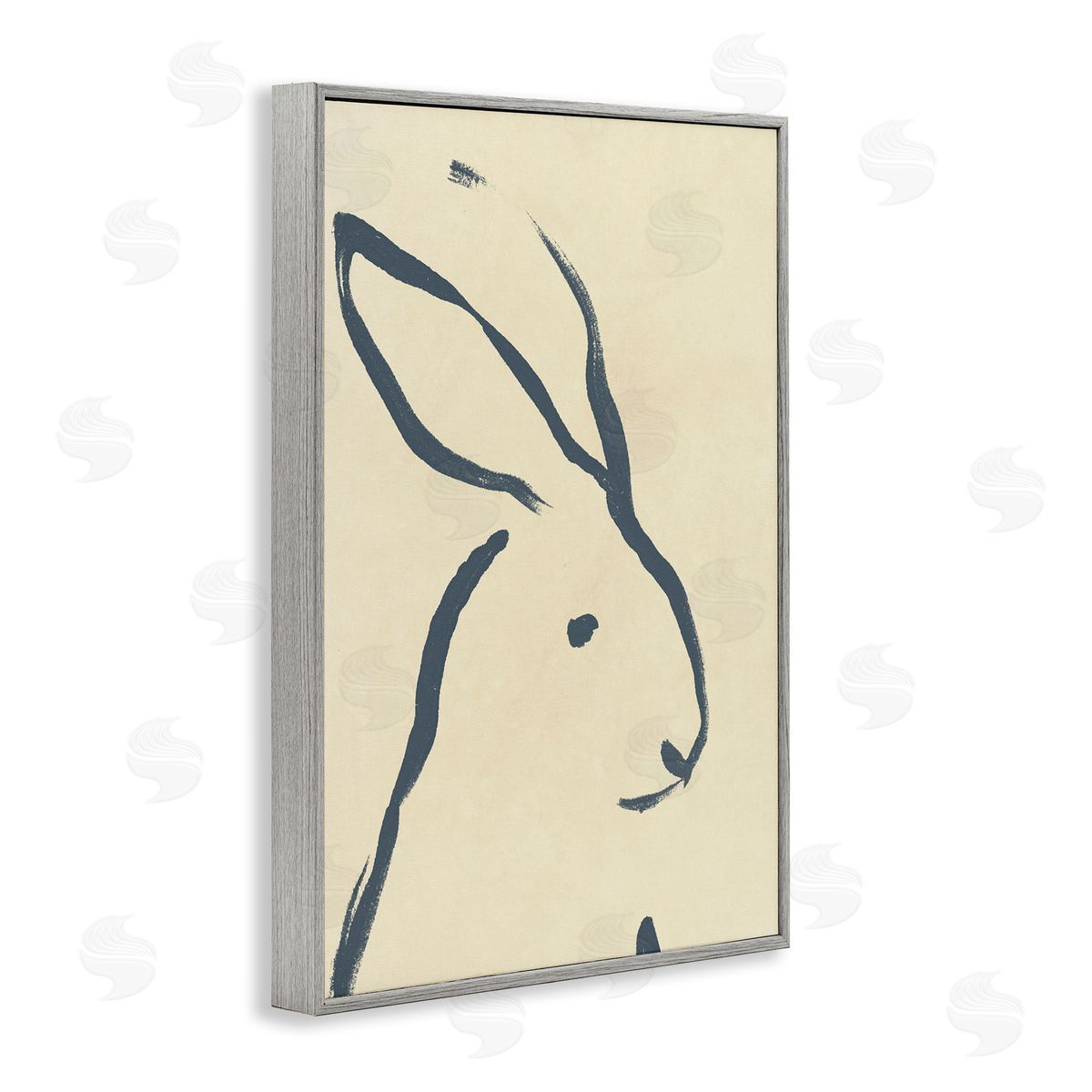 Minimal Rabbit Doodle Grey Frame Print Wall Art, Home Decor by June Erica Vess