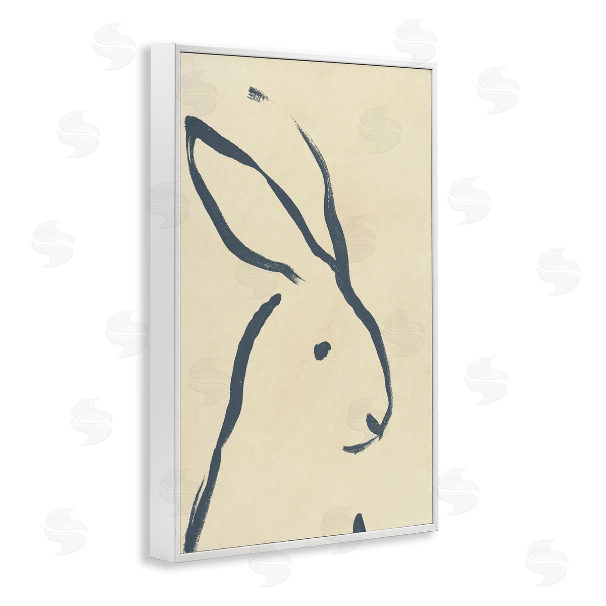 Minimal Rabbit Doodle White Frame Print Wall Art, Home Decor by June Erica Vess