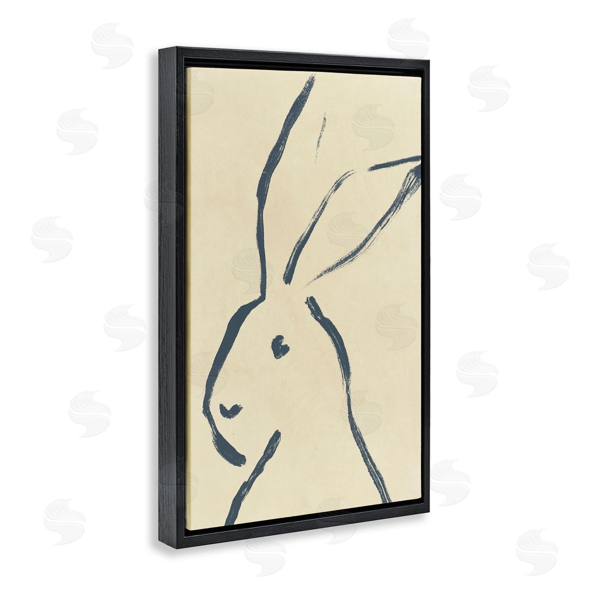 Minimal Brushed Rabbit Black Floating Frame Canvas Wall Art, Home Decor by June Erica Vess