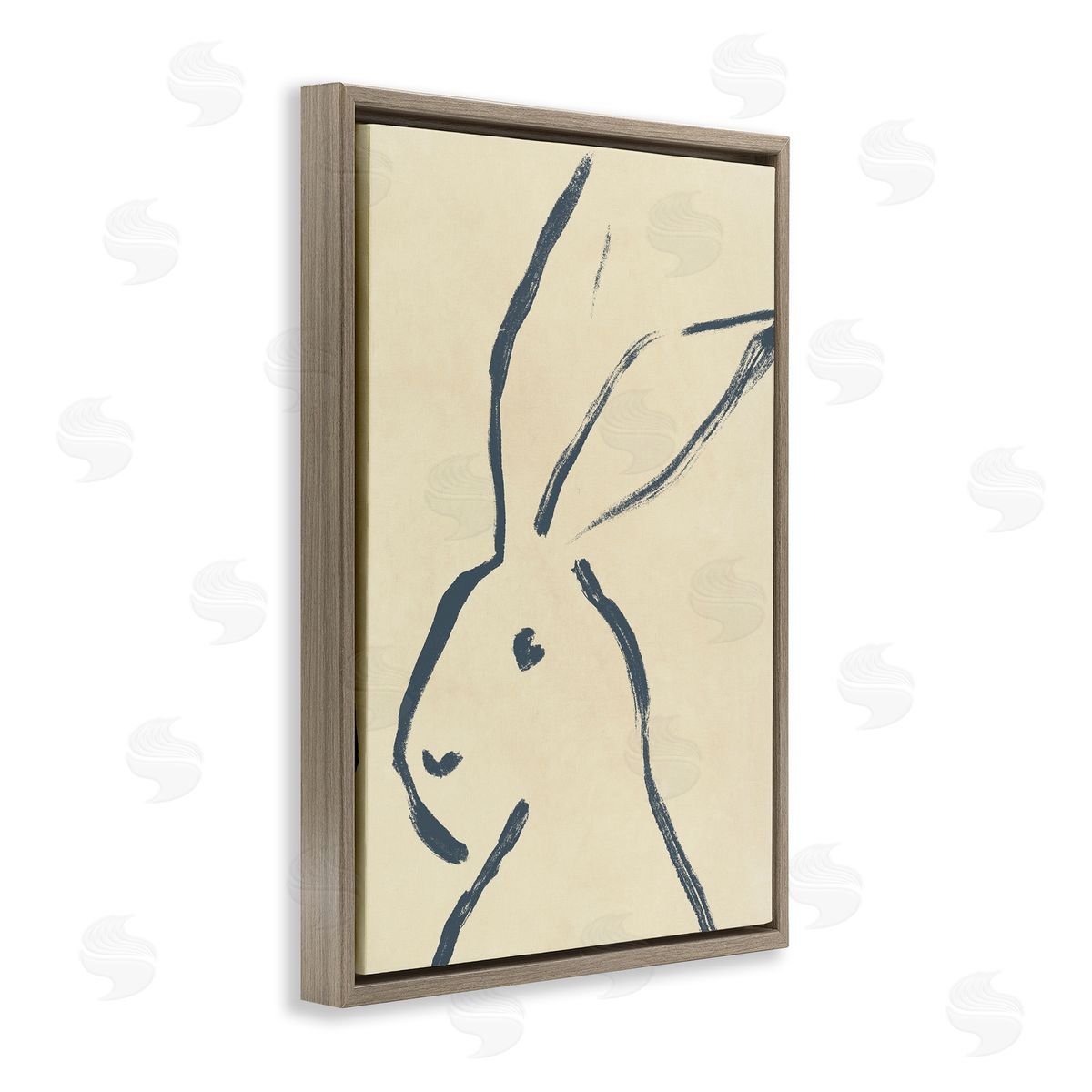 Minimal Brushed Rabbit Brown Floating Frame Canvas Wall Art, Home Decor by June Erica Vess
