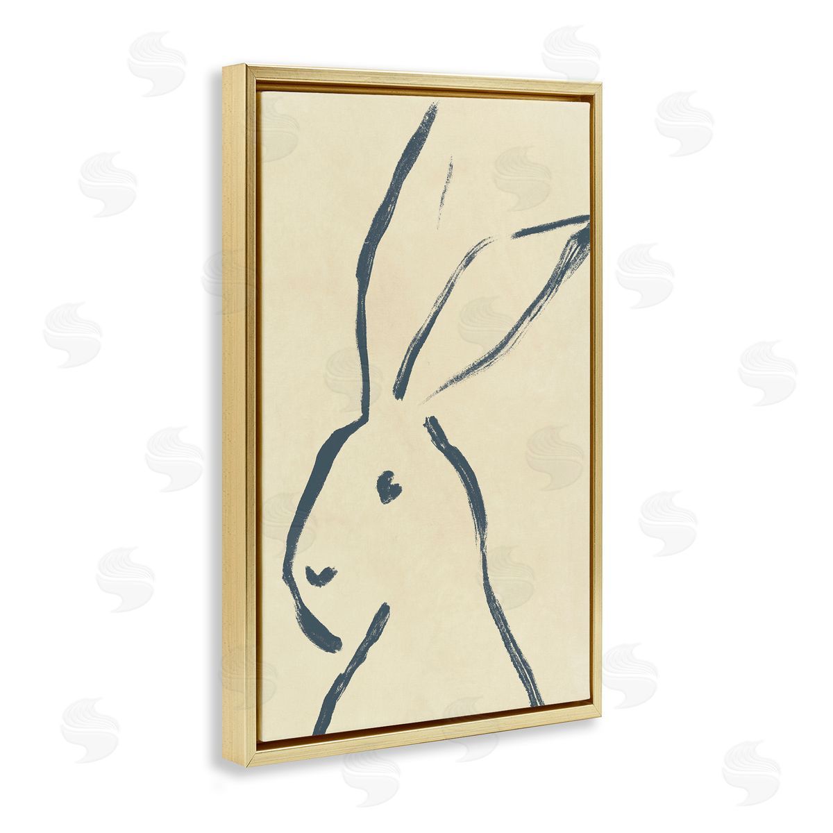 Minimal Brushed Rabbit Gold Floating Frame Canvas Wall Art, Home Decor by June Erica Vess