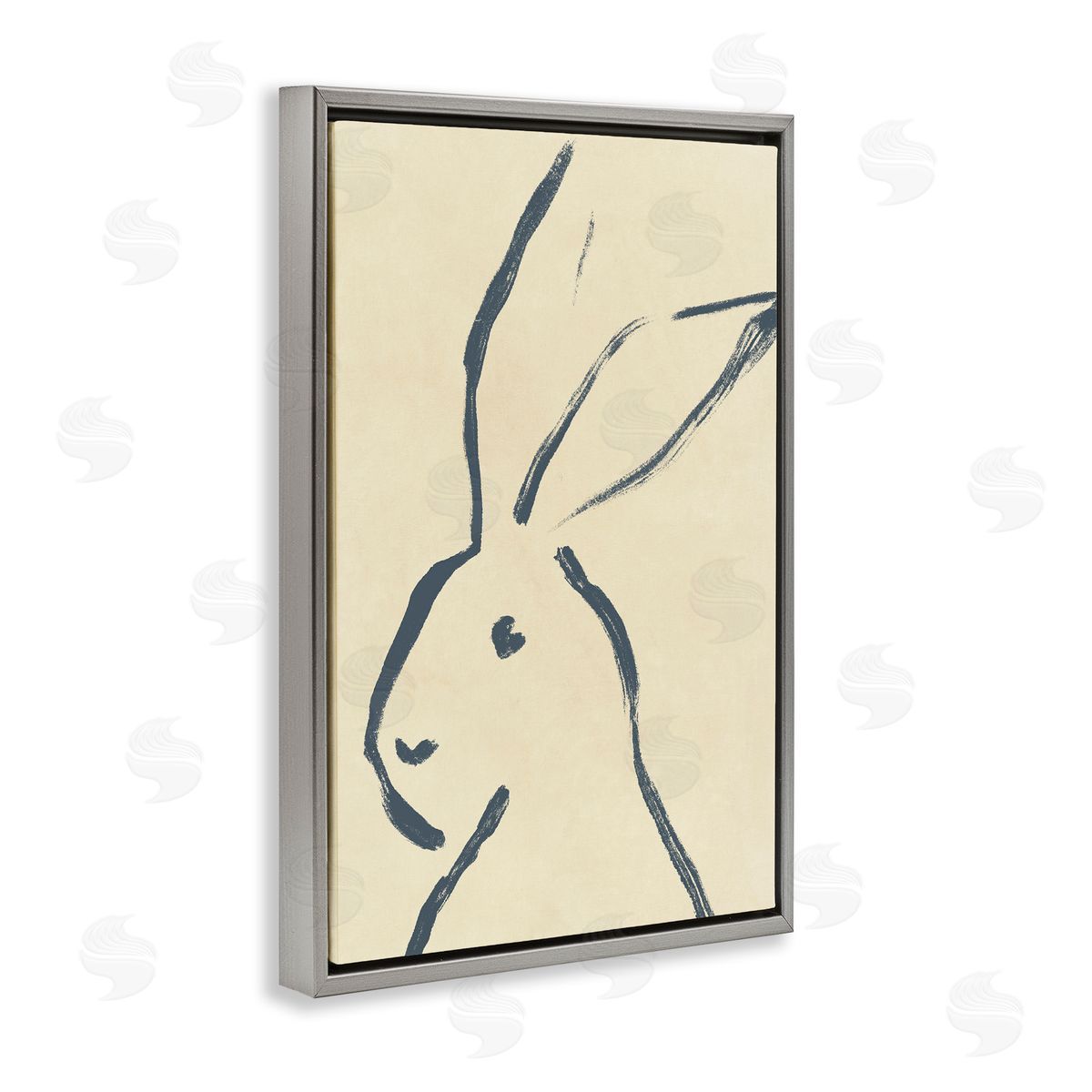 Minimal Brushed Rabbit Grey Floating Frame Canvas Wall Art, Home Decor by June Erica Vess
