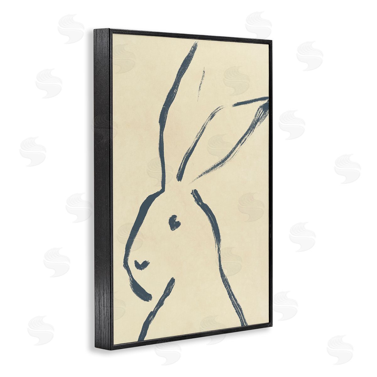 Minimal Brushed Rabbit Black Frame Print Wall Art, Home Decor by June Erica Vess