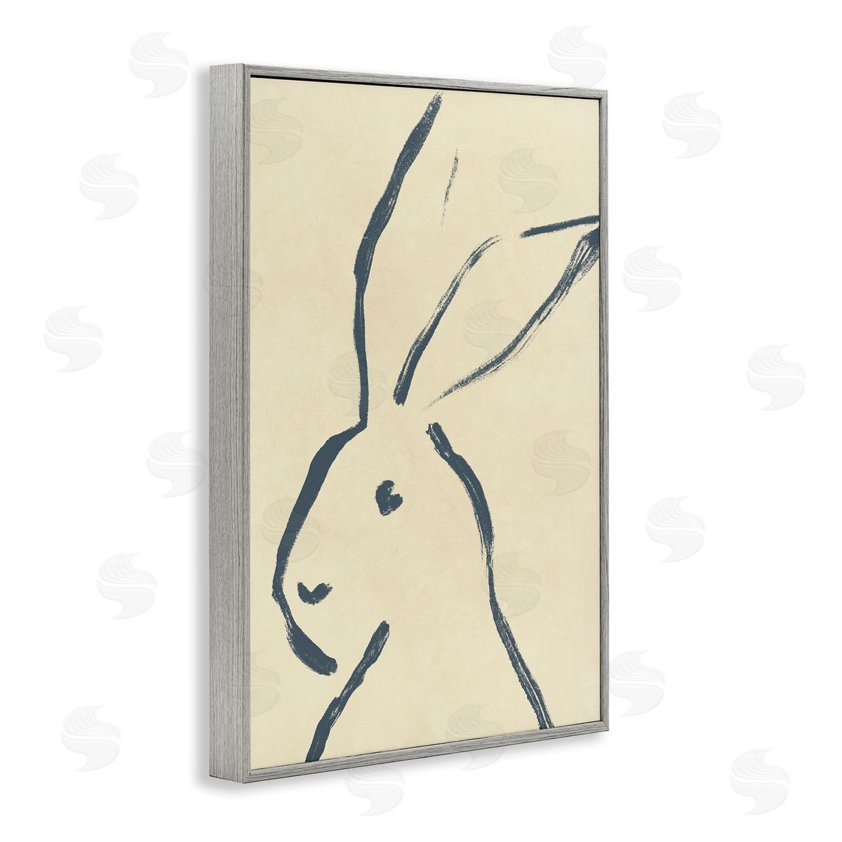 Minimal Brushed Rabbit Grey Frame Print Wall Art, Home Decor by June Erica Vess