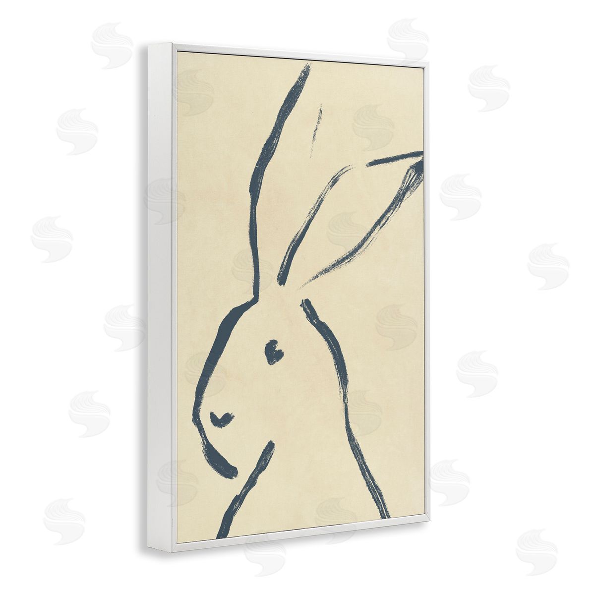 Minimal Brushed Rabbit White Frame Print Wall Art, Home Decor by June Erica Vess
