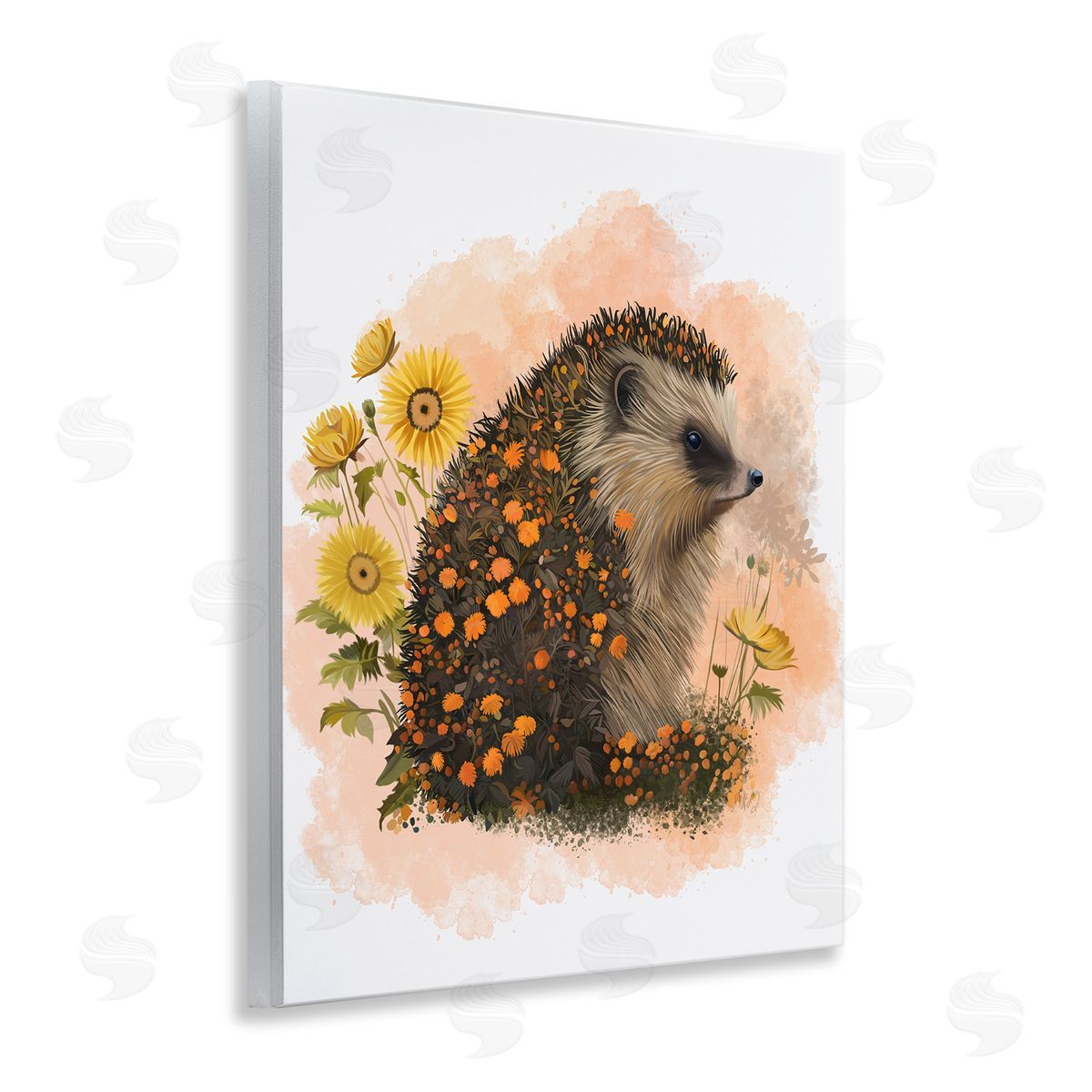 Wildflower Patterned Hedgehog Wood Plaque Wall Art, Home Decor by Fab Funky