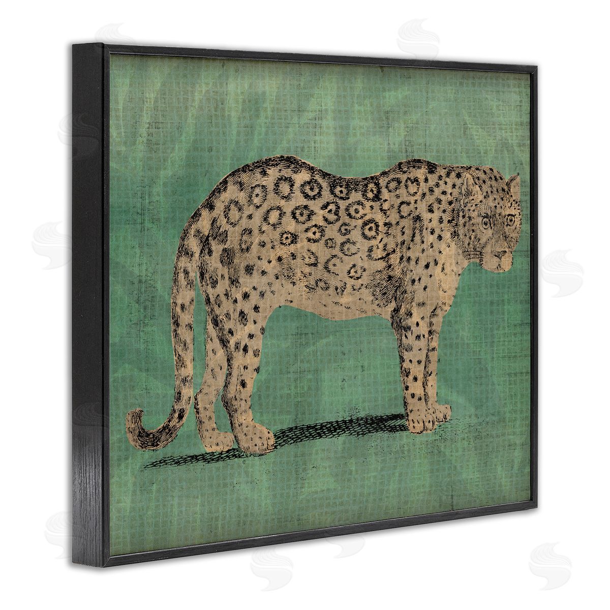 Traditional Cheetah on Green Black Frame Print Wall Art, Home Decor by June Erica Vess