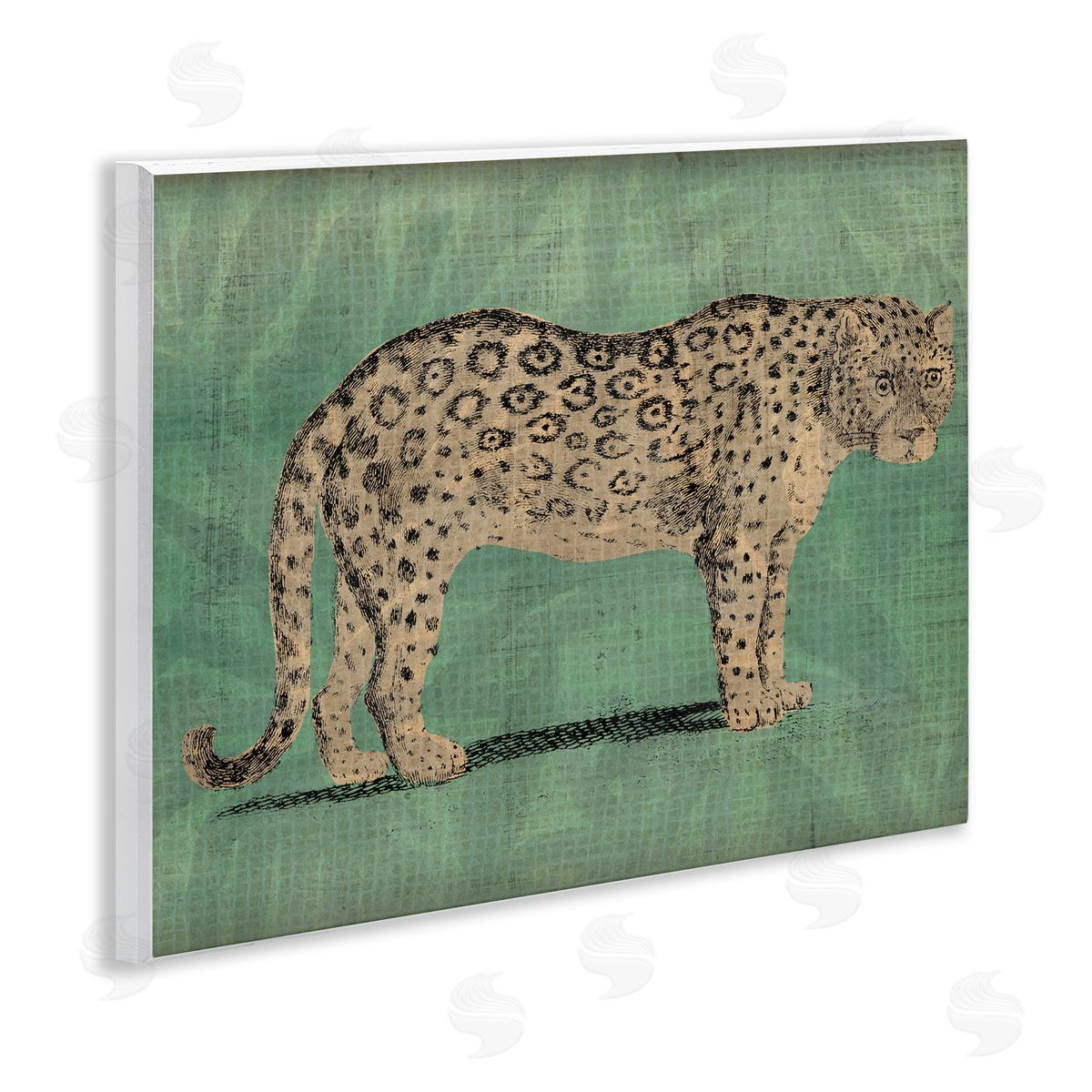 Traditional Cheetah on Green Wood Plaque Wall Art, Home Decor by June Erica Vess
