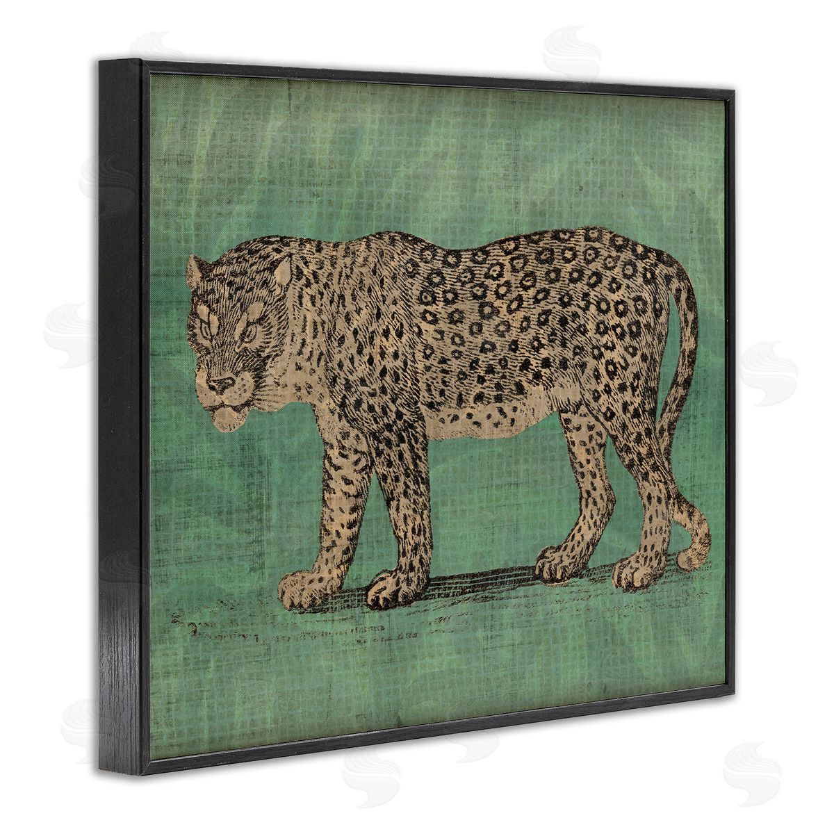 Fierce Leopard on Green Black Frame Print Wall Art, Home Decor by June Erica Vess
