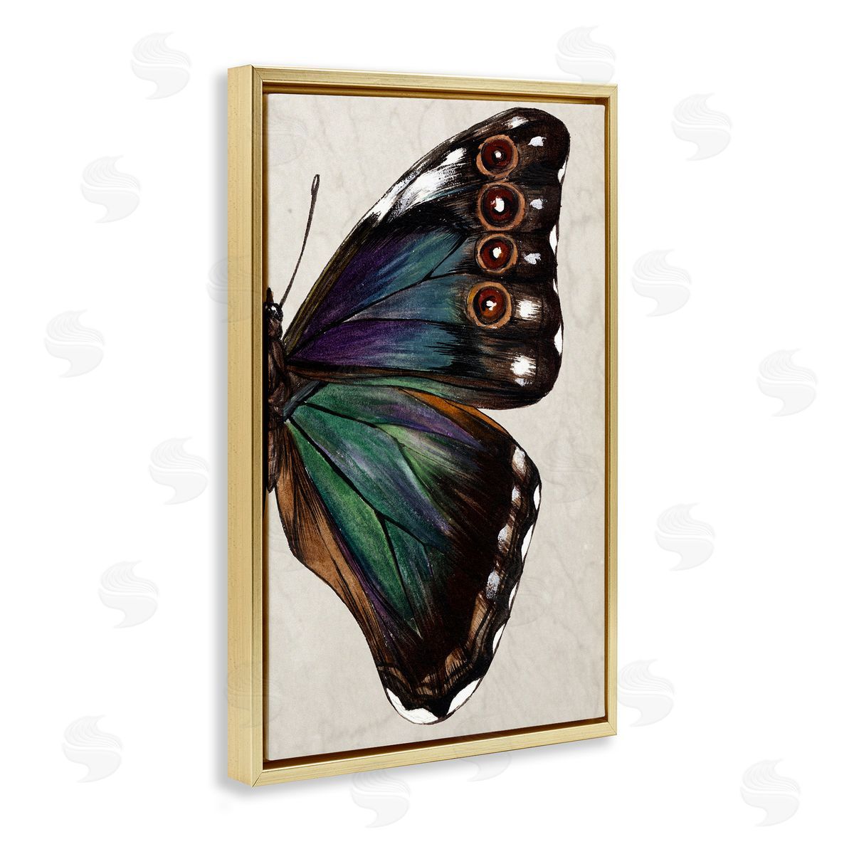Classic Butterfly Wing Gold Floating Frame Canvas Wall Art, Home Decor by Melissa Wang