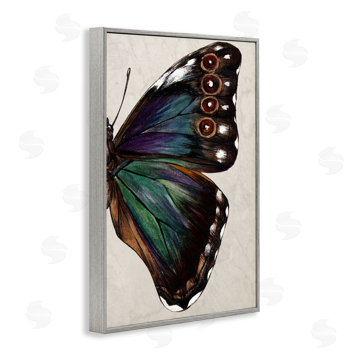 Classic Butterfly Wing Grey Frame Print Wall Art, Home Decor by Melissa Wang