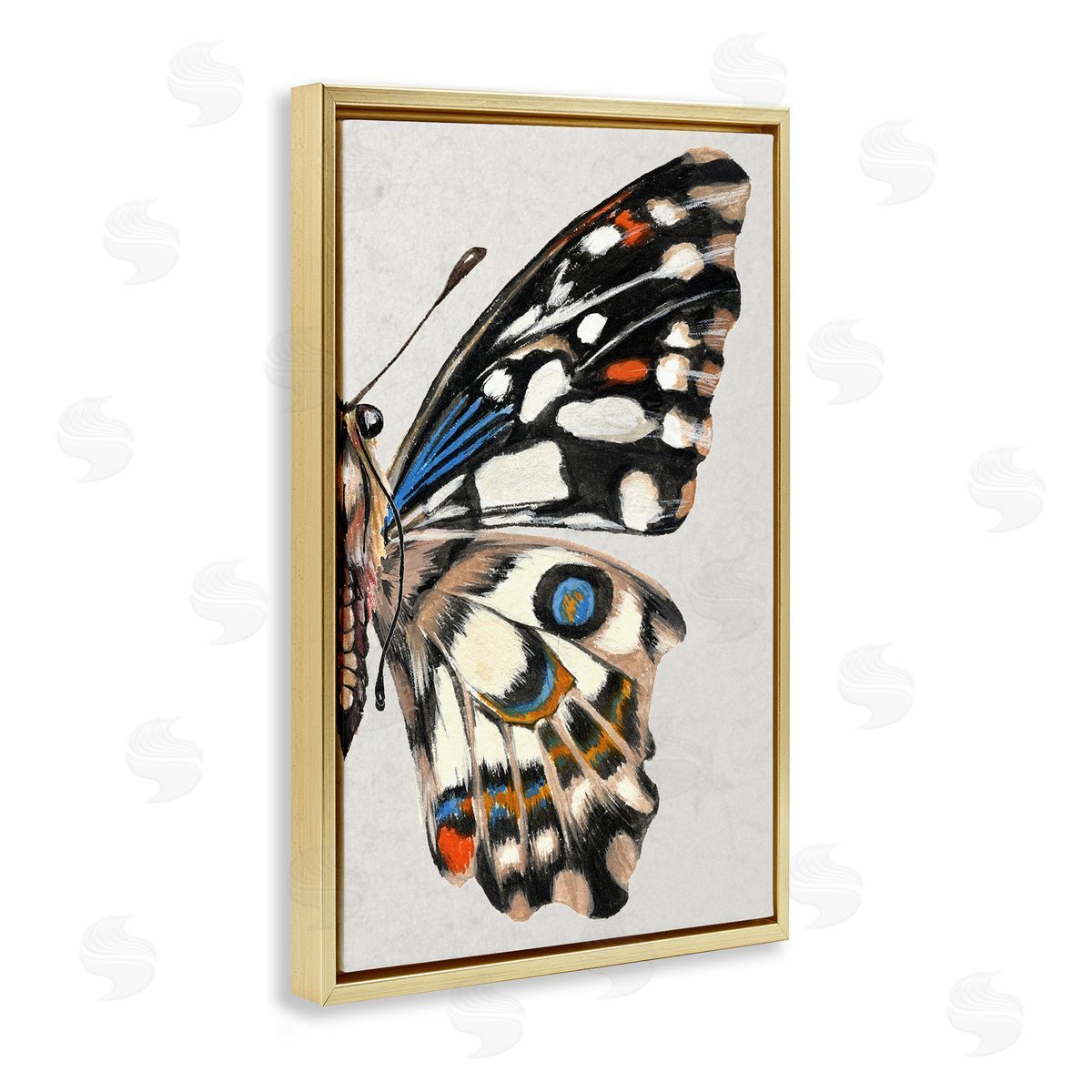 Butterfly Wing with Spots Gold Floating Frame Canvas Wall Art, Home Decor by Melissa Wang