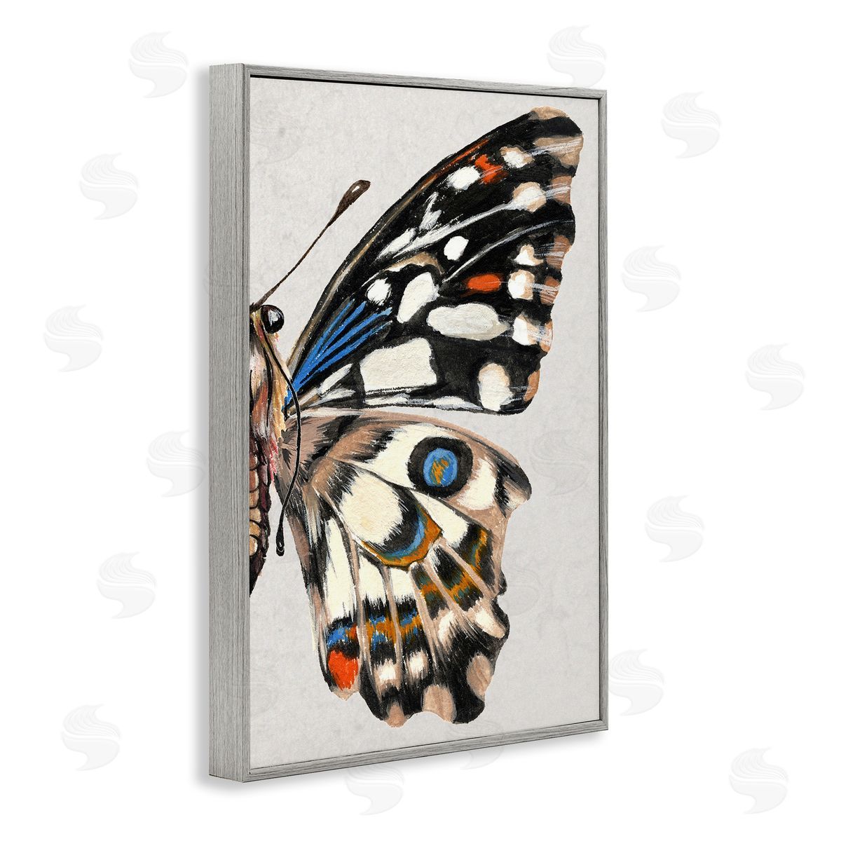 Butterfly Wing with Spots Grey Frame Print Wall Art, Home Decor by Melissa Wang