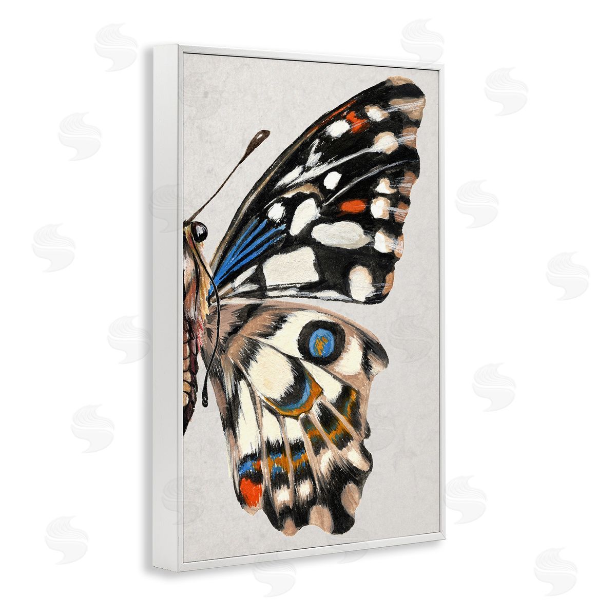 Butterfly Wing with Spots White Frame Print Wall Art, Home Decor by Melissa Wang