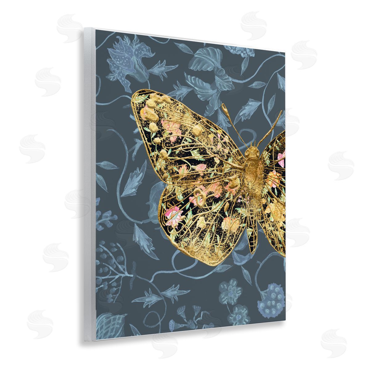 Glam Traditional Butterfly Wood Plaque Wall Art, Home Decor by Melissa Wang