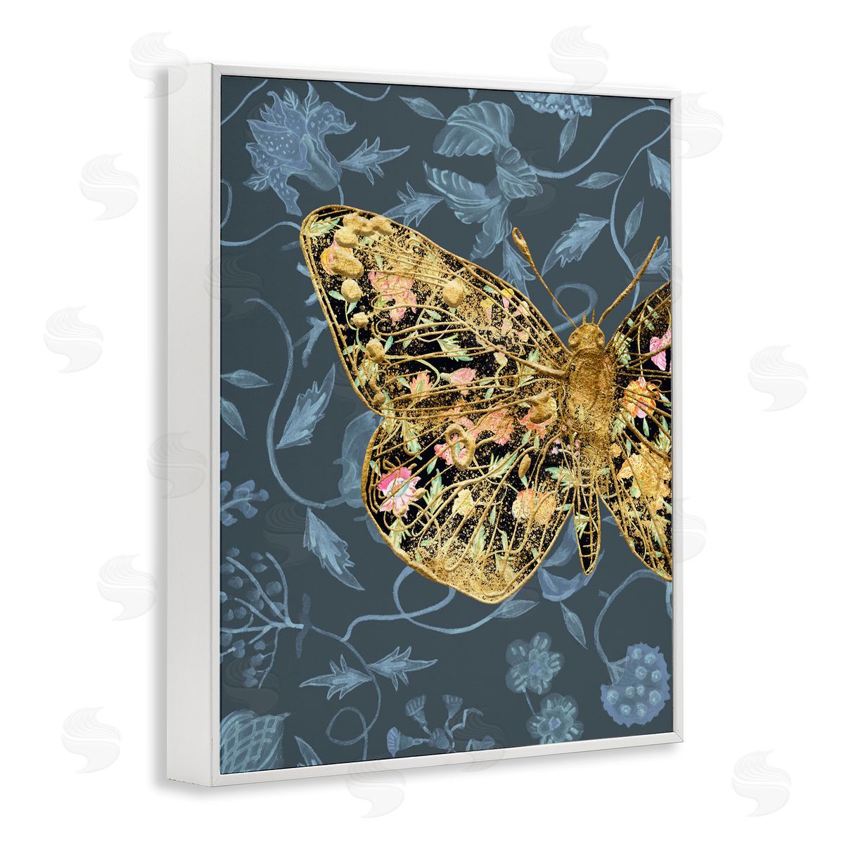 Glam Traditional Butterfly White Frame Print Wall Art, Home Decor by Melissa Wang