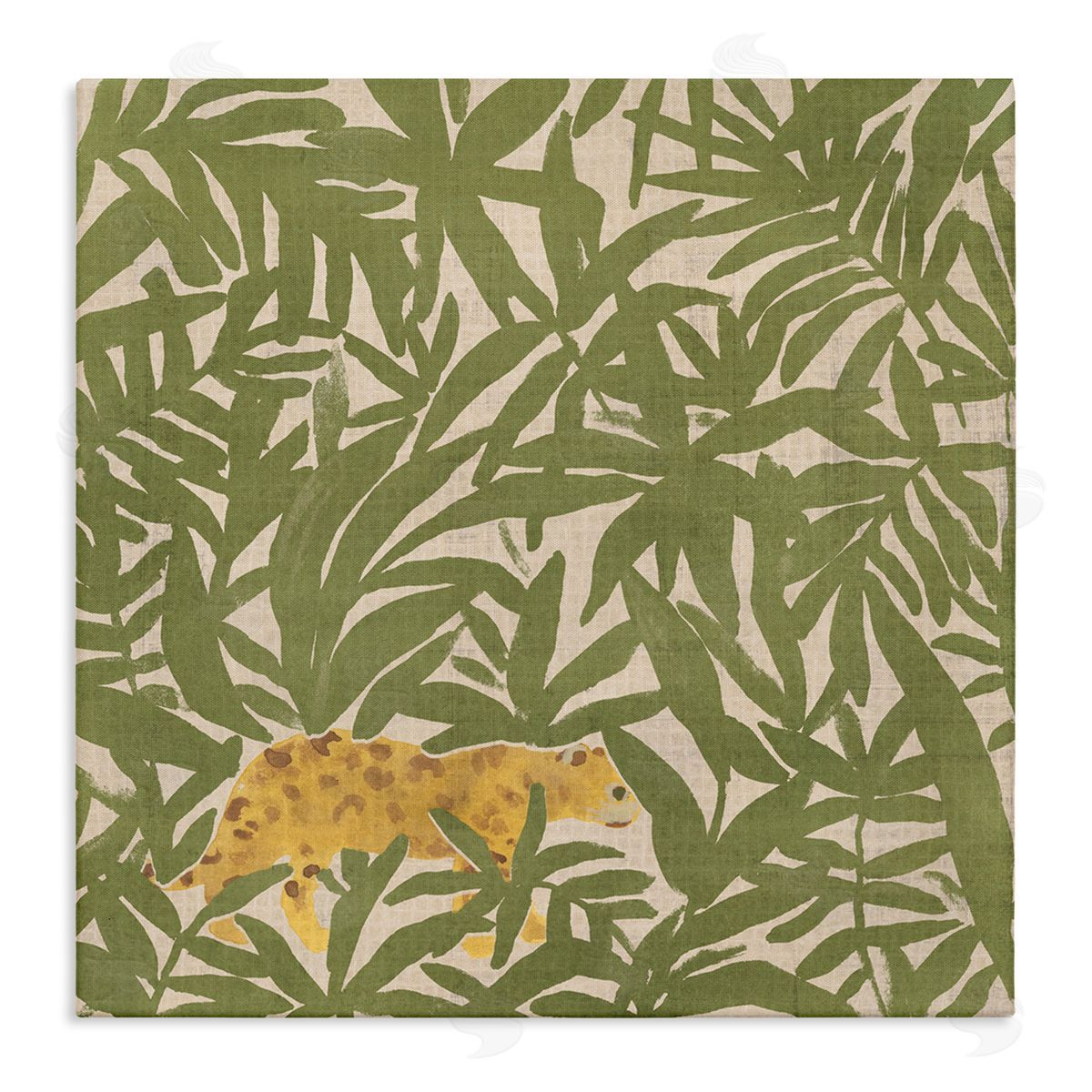 Prowling Cheetah in Plants Canvas Wall Art, Home Decor by June Erica Vess