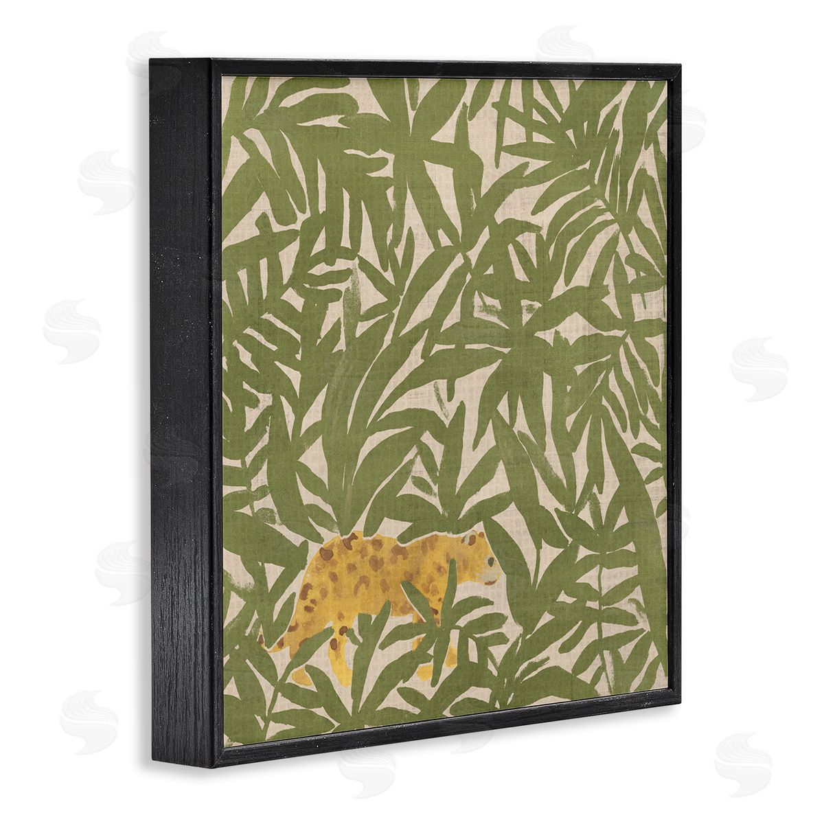 Prowling Cheetah in Plants Black Frame Print Wall Art, Home Decor by June Erica Vess