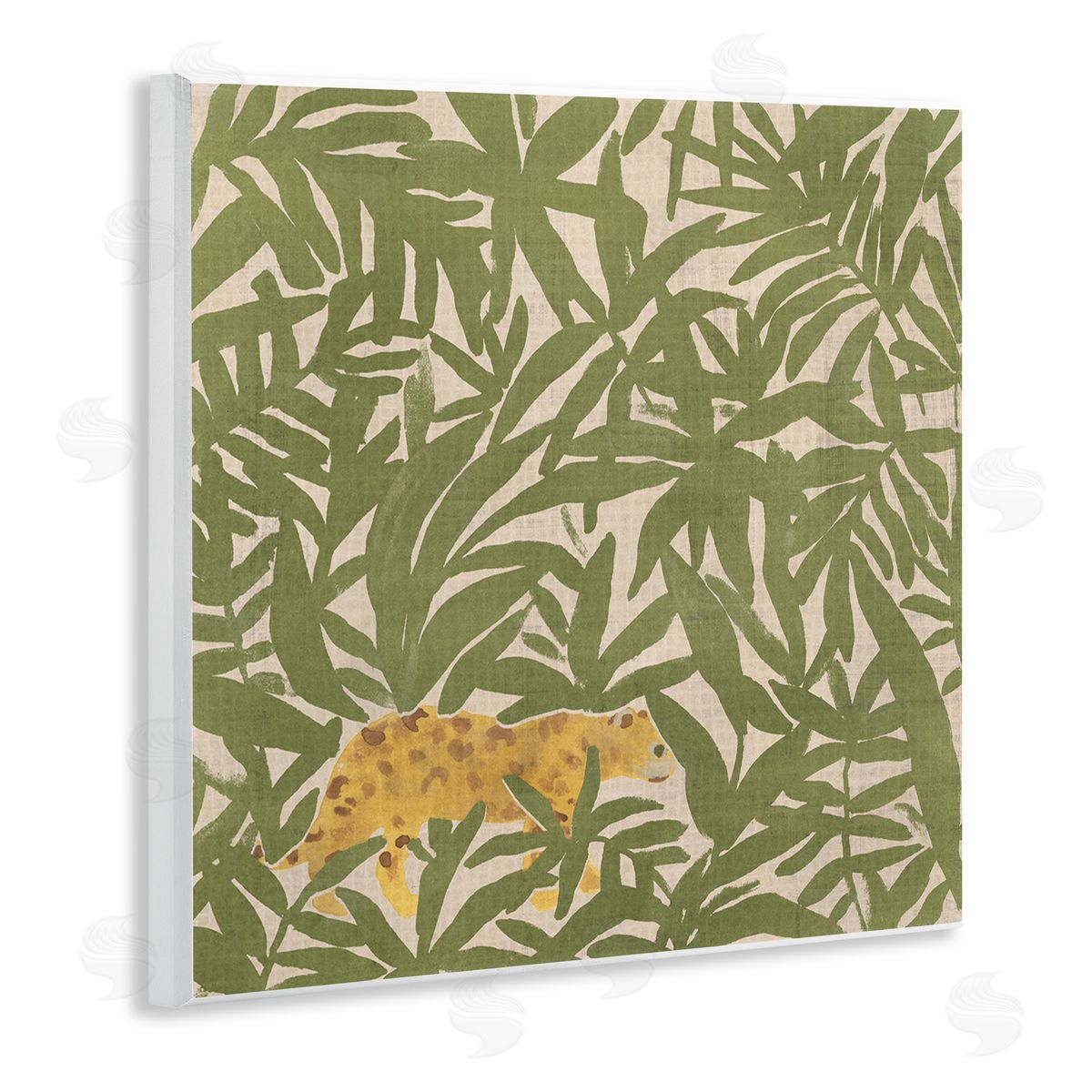 Prowling Cheetah in Plants Wood Plaque Wall Art, Home Decor by June Erica Vess