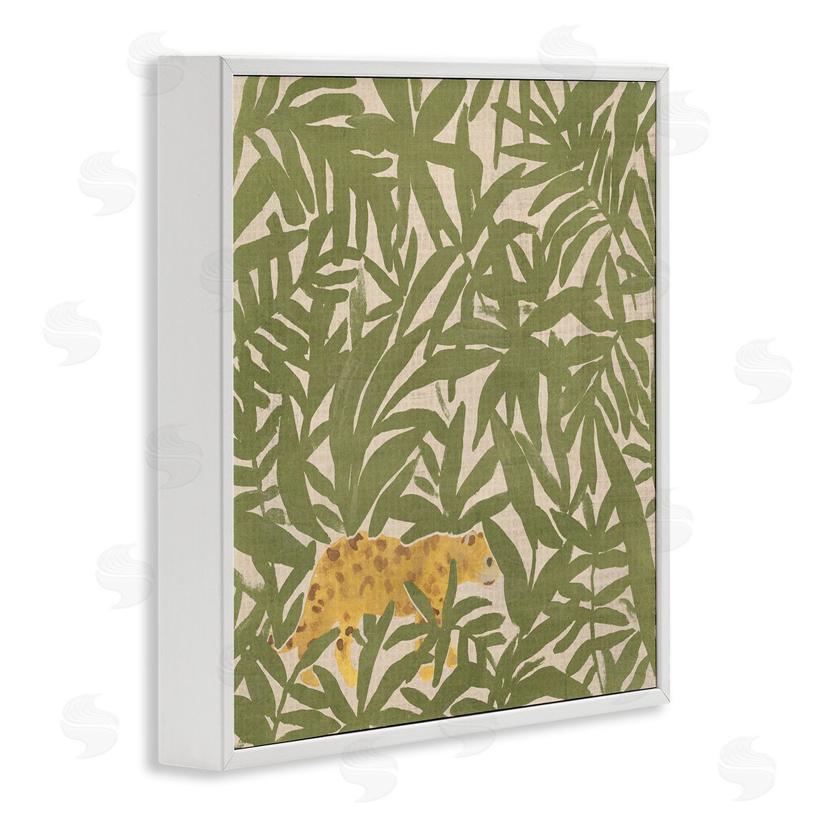 Prowling Cheetah in Plants White Frame Print Wall Art, Home Decor by June Erica Vess