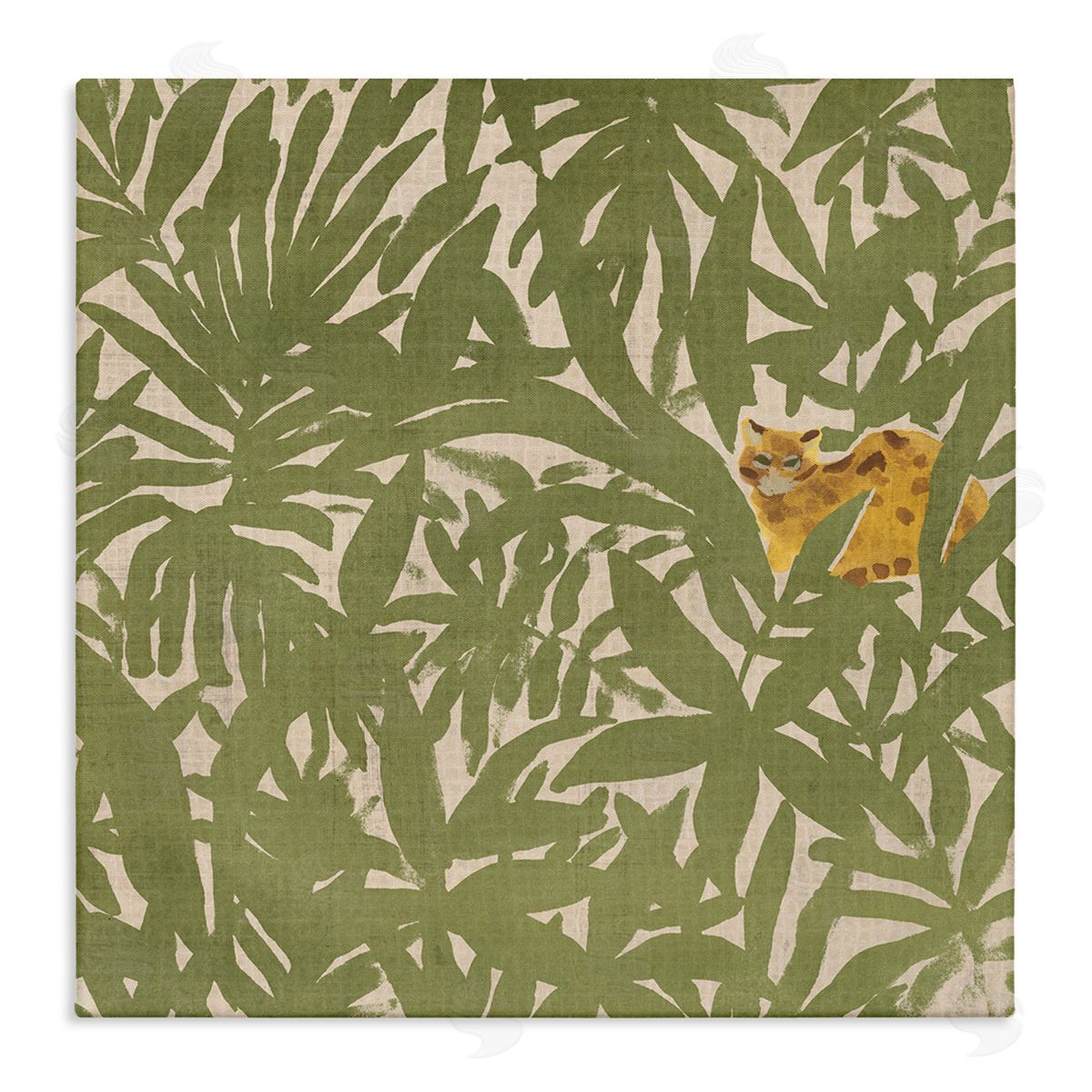 Hiding Cheetah Palm Plants Canvas Wall Art, Home Decor by June Erica Vess