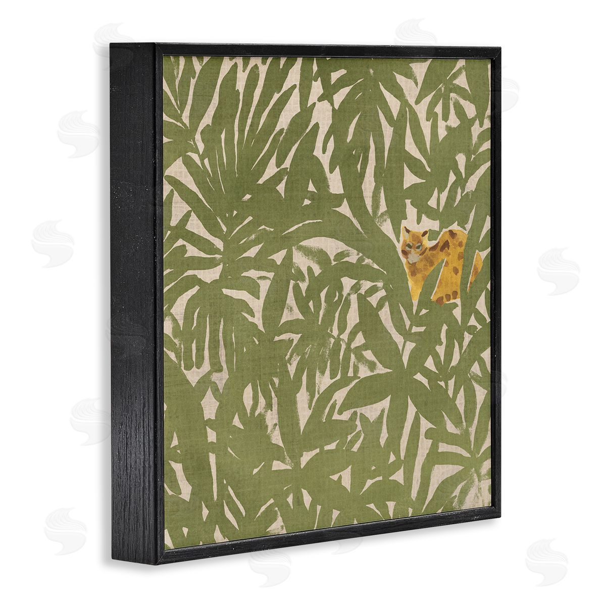 Hiding Cheetah Palm Plants Black Frame Print Wall Art, Home Decor by June Erica Vess